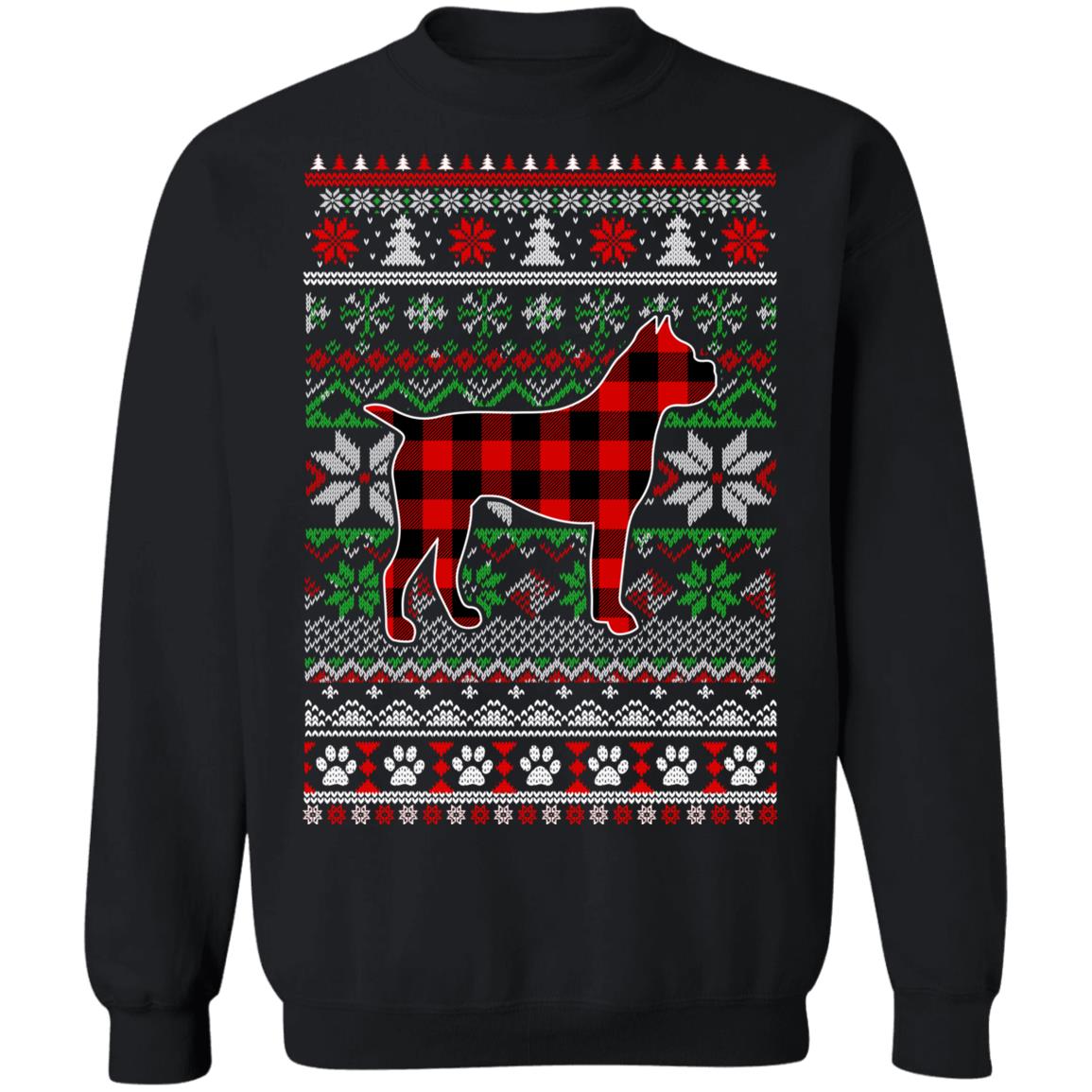 Boxer Red Plaid Ugly Christmas Sweater Gifts T-Shirt & Sweatshirt | Teecentury.com