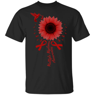 Hummingbird Sunflower Burgundy Multiple Myeloma Awareness T-Shirt & Hoodie | Teecentury.com