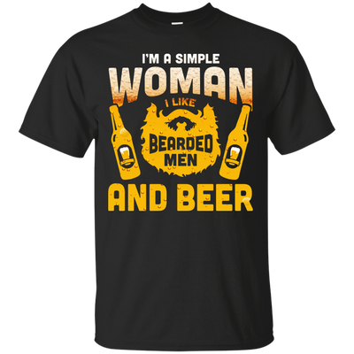 I'm A Simple Woman I Like Bearded Men And Beer T-Shirt & Hoodie | Teecentury.com
