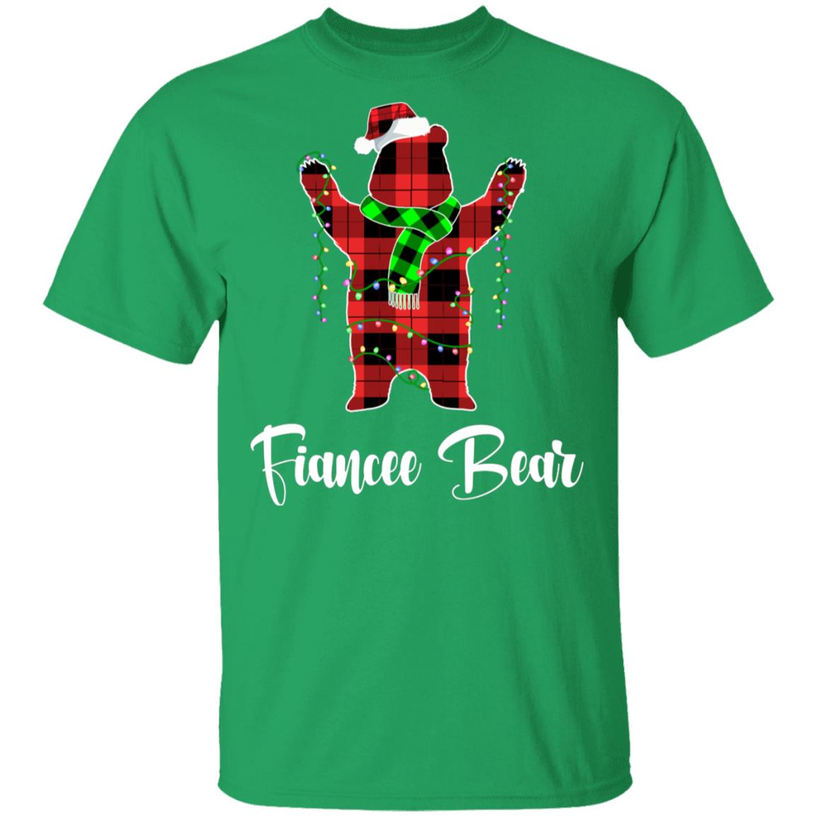Red Plaid Fiancee Bear Couple Matching Christmas Pajama T-Shirt & Sweatshirt | Teecentury.com