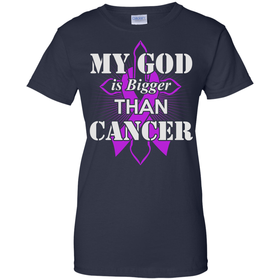 My God Is Bigger Than Cancer Violet Awareness Ribbon T-Shirt & Hoodie | Teecentury.com