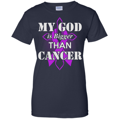 My God Is Bigger Than Cancer Violet Awareness Ribbon T-Shirt & Hoodie | Teecentury.com