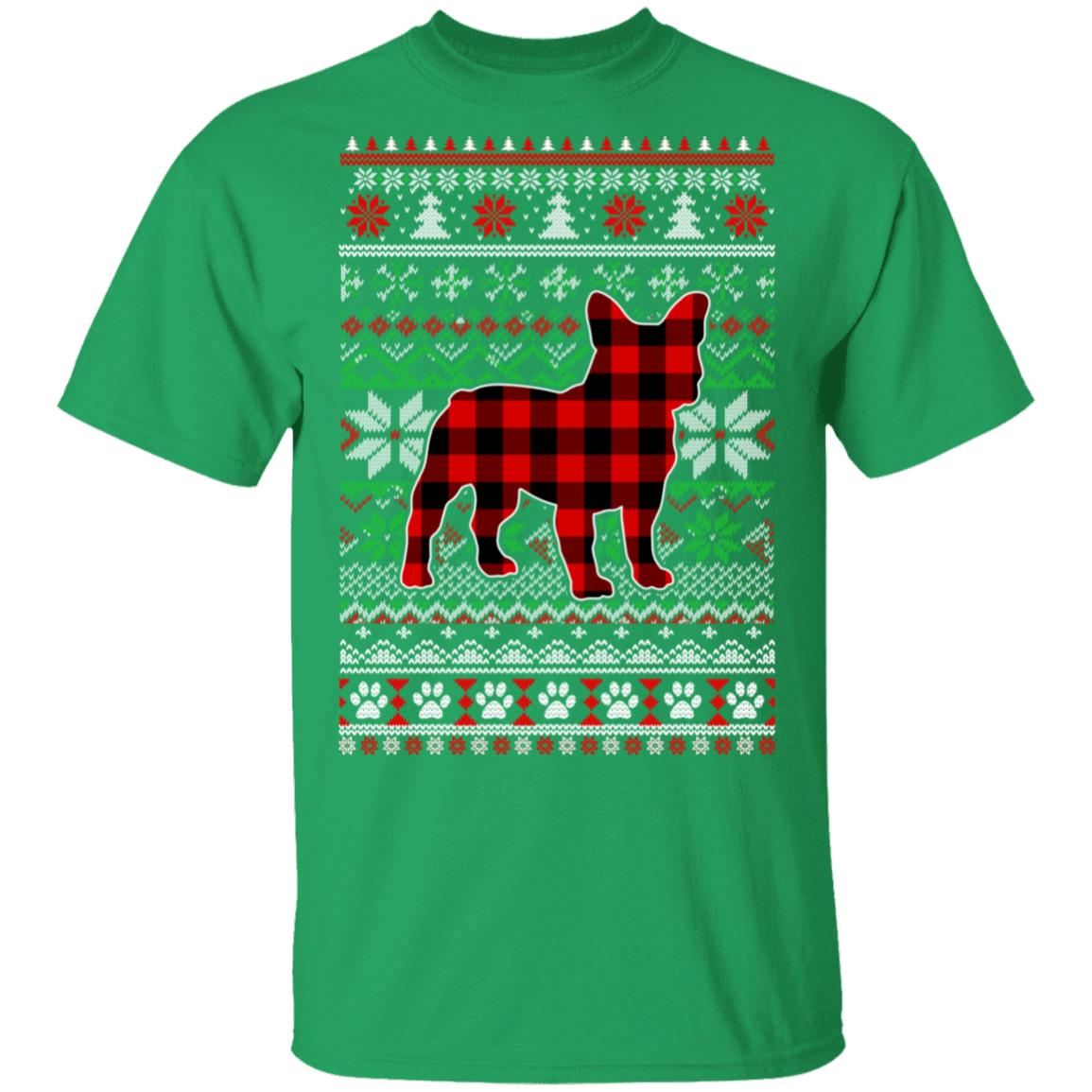 French Bulldog Red Plaid Ugly Christmas Sweater Gifts T-Shirt & Sweatshirt | Teecentury.com