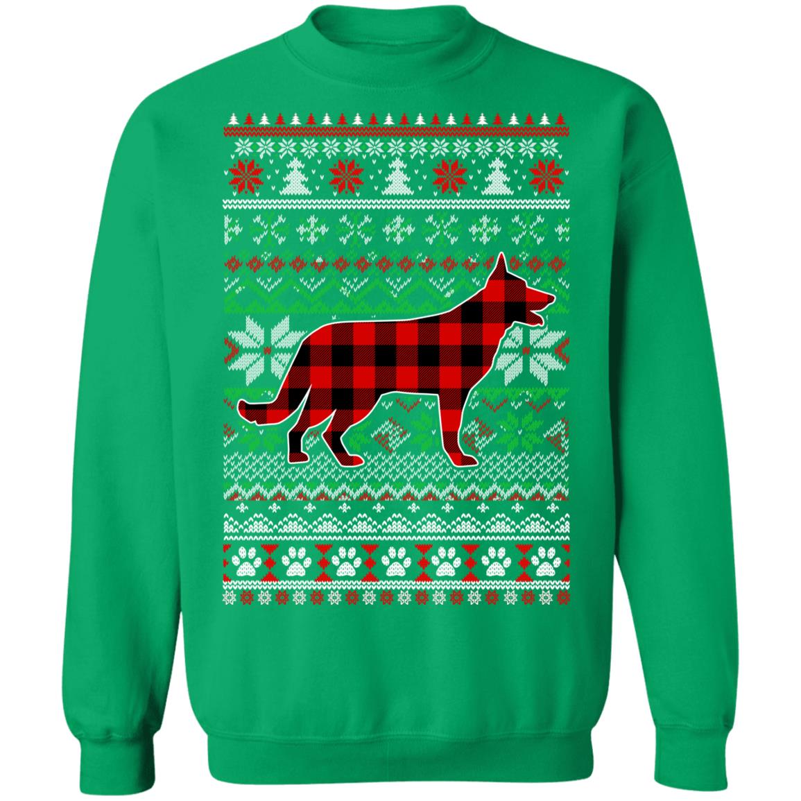 German Shepherd Red Plaid Ugly Christmas Sweater Gifts T-Shirt & Sweatshirt | Teecentury.com