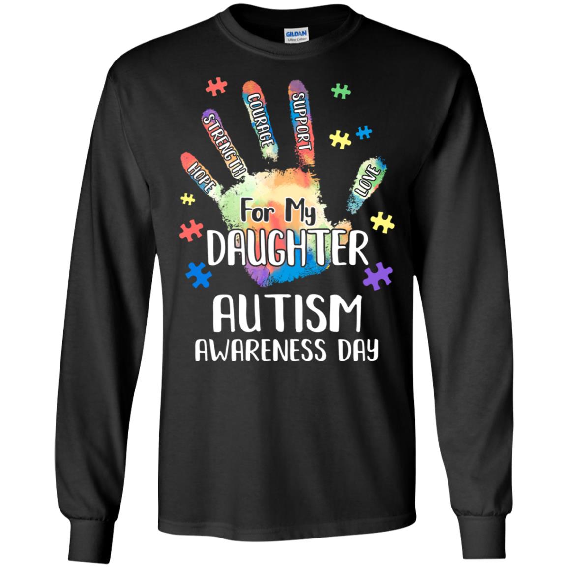 Support Autism Awareness For My Daughter Puzzle Gift T-Shirt & Hoodie | Teecentury.com
