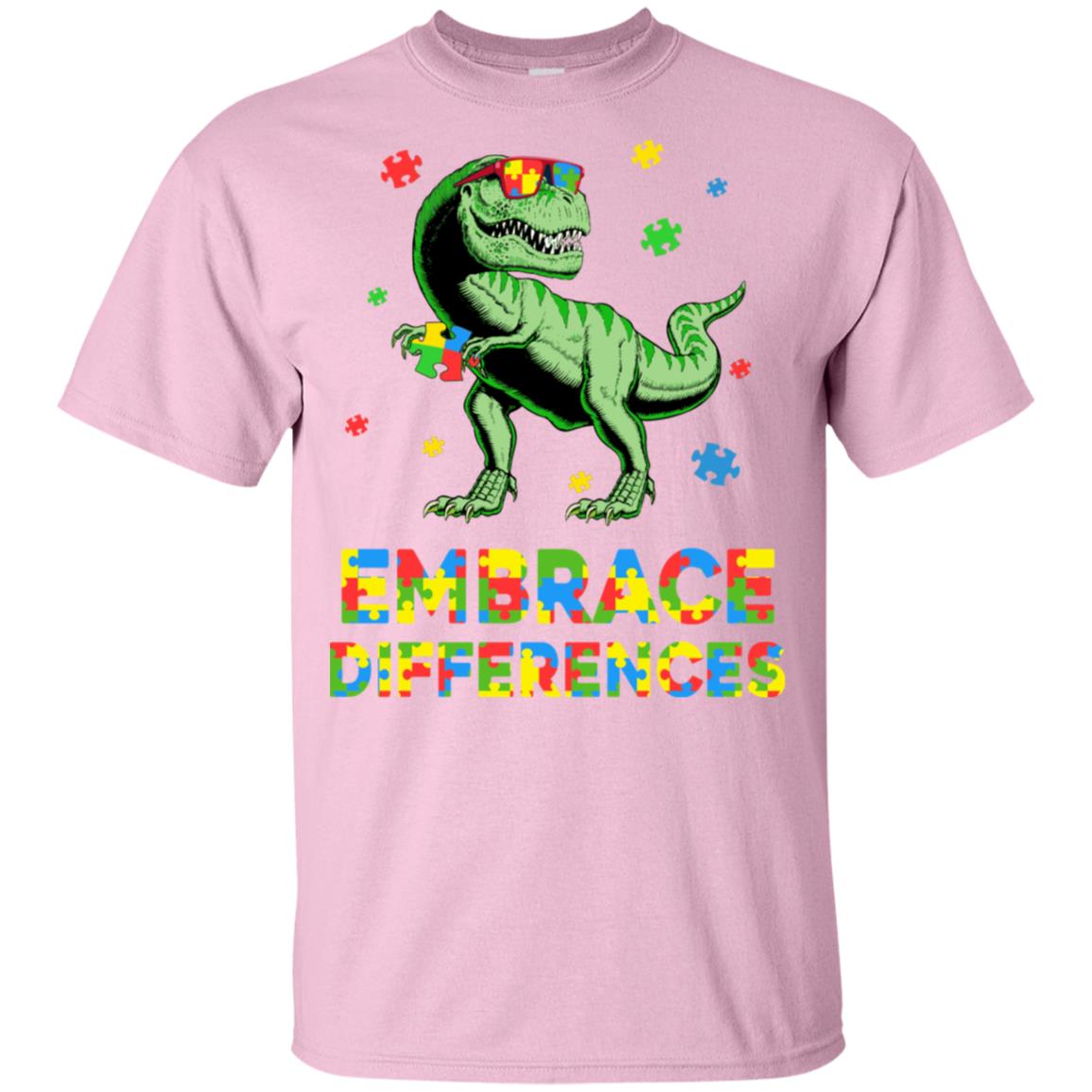 Dinosaur Puzzle Autism Awareness Embrace Differences Youth Youth Shirt | Teecentury.com