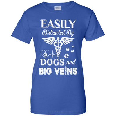 Easily Distracted By Dogs And Big Veins Nurse Puppy T-Shirt & Hoodie | Teecentury.com
