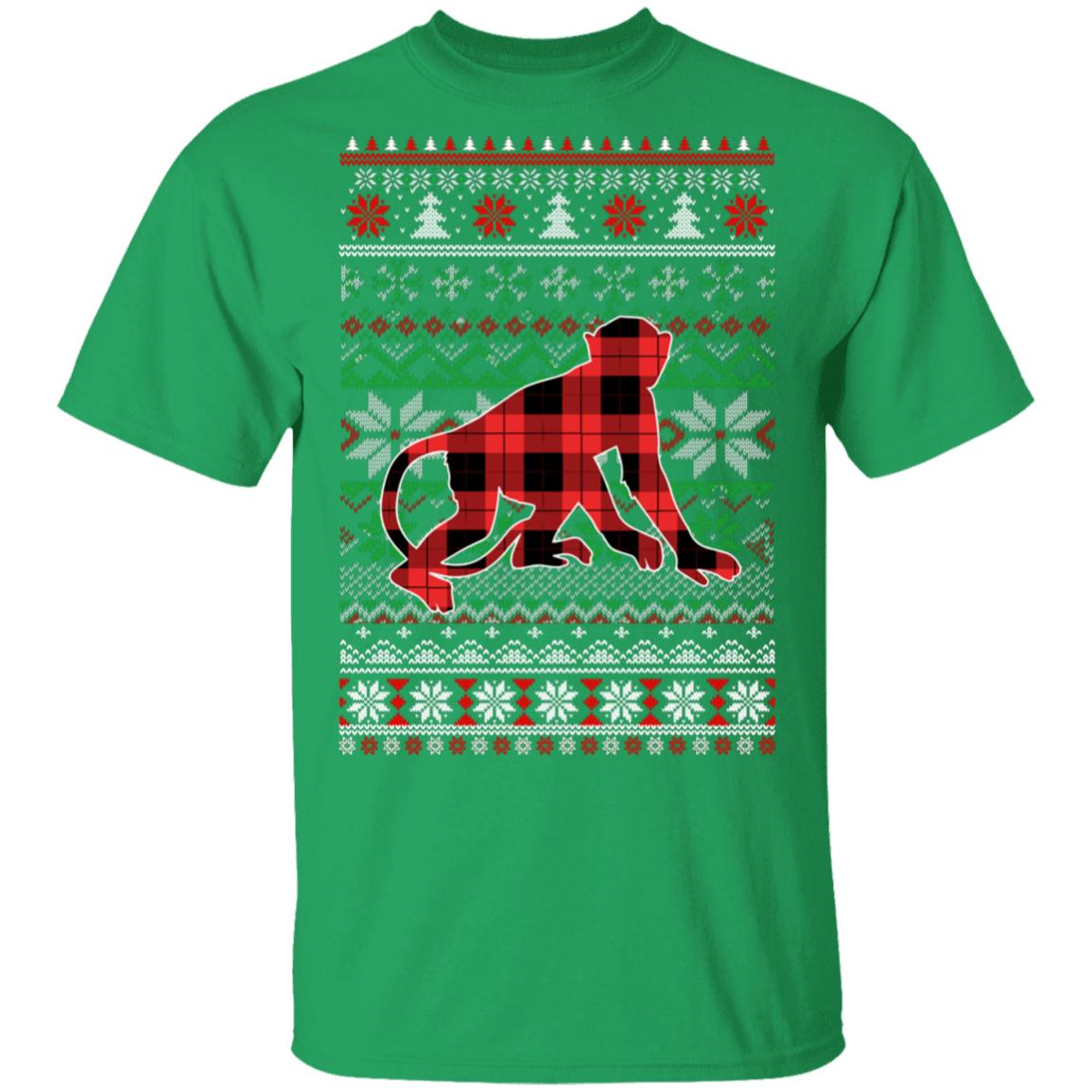 Monkey Red Plaid Ugly Christmas Sweater Funny Gifts T-Shirt & Sweatshirt | Teecentury.com