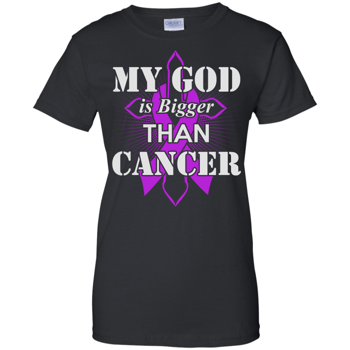 My God Is Bigger Than Cancer Violet Awareness Ribbon T-Shirt & Hoodie | Teecentury.com