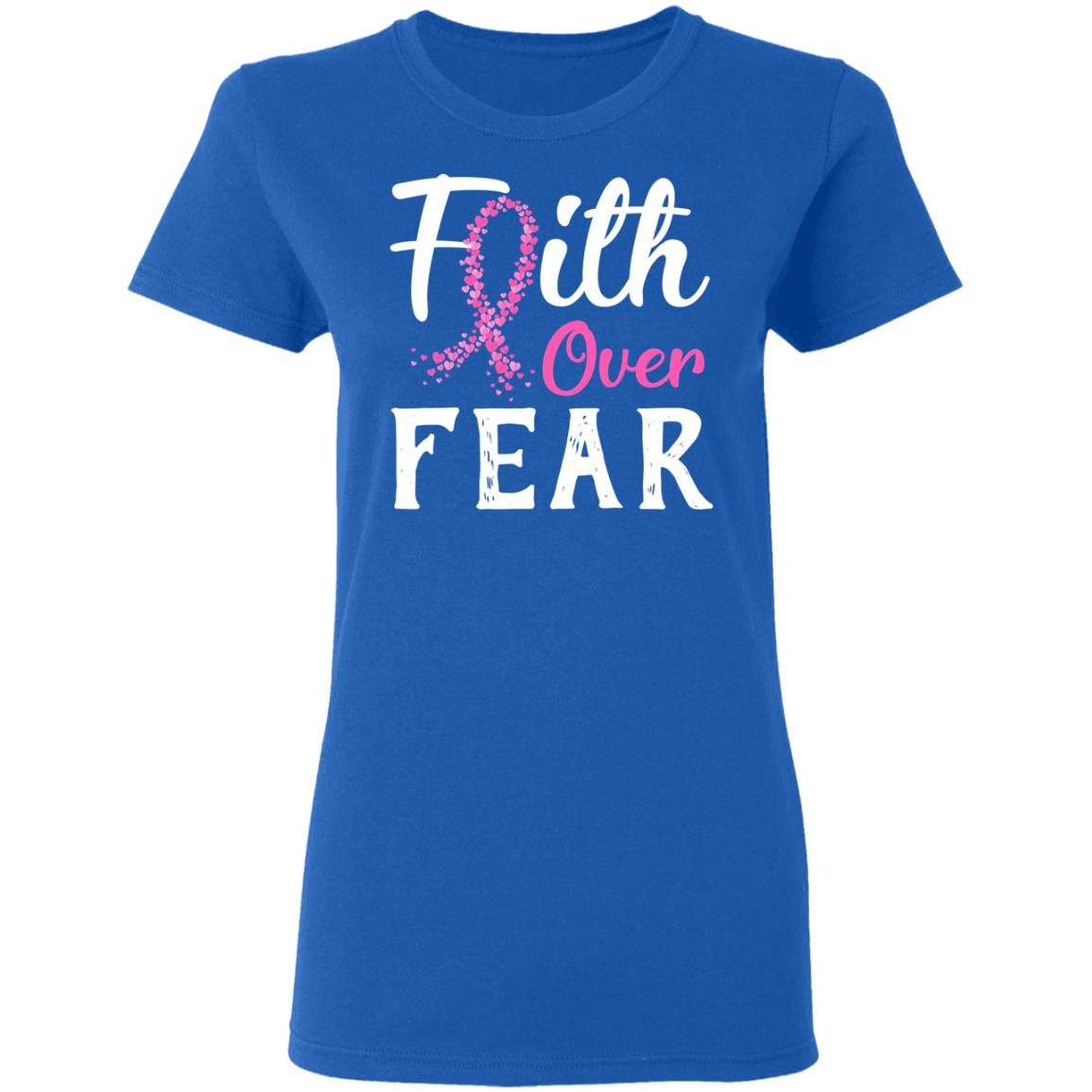 Breast Cancer Awareness Pink Ribbon Faith Over Fear T-Shirt & Hoodie | Teecentury.com