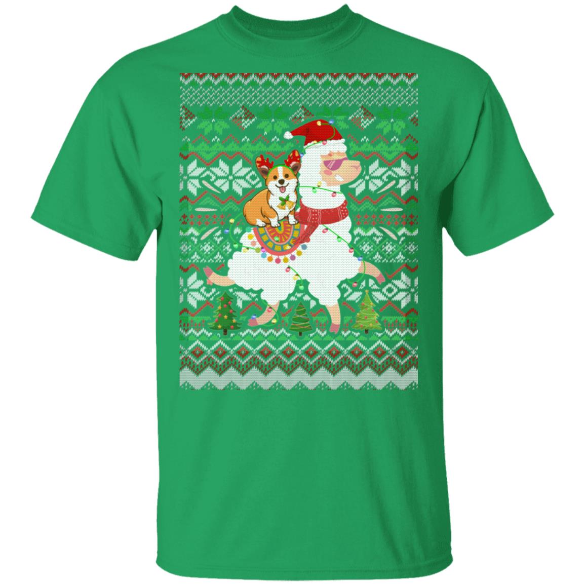 Funny Corgi Riding Llama Ugly Christmas Sweater Gifts T-Shirt & Sweatshirt | Teecentury.com