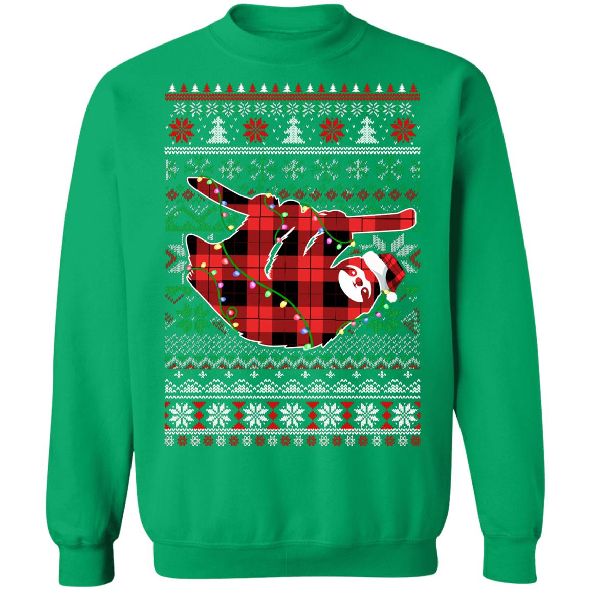 Red Plaid Buffalo Sloth Pajamas Family Christmas Sweater T-Shirt & Sweatshirt | Teecentury.com