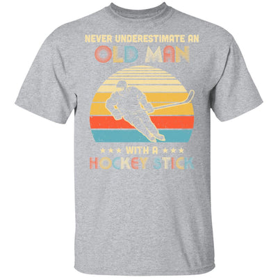 Never Underestimate An Old Man With A Hockey Stick Vintage T-Shirt & Hoodie | Teecentury.com