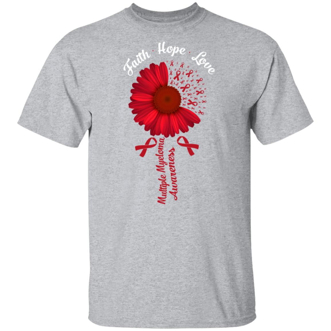 Faith Hope Love Burgundy Multiple Myeloma Awareness T-Shirt & Hoodie | Teecentury.com