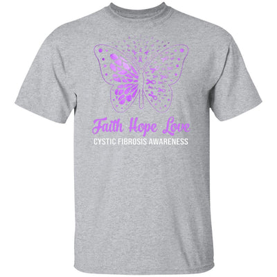 Faith Hope Love Purple Butterfly Cystic Fibrosis Awareness T-Shirt & Hoodie | Teecentury.com