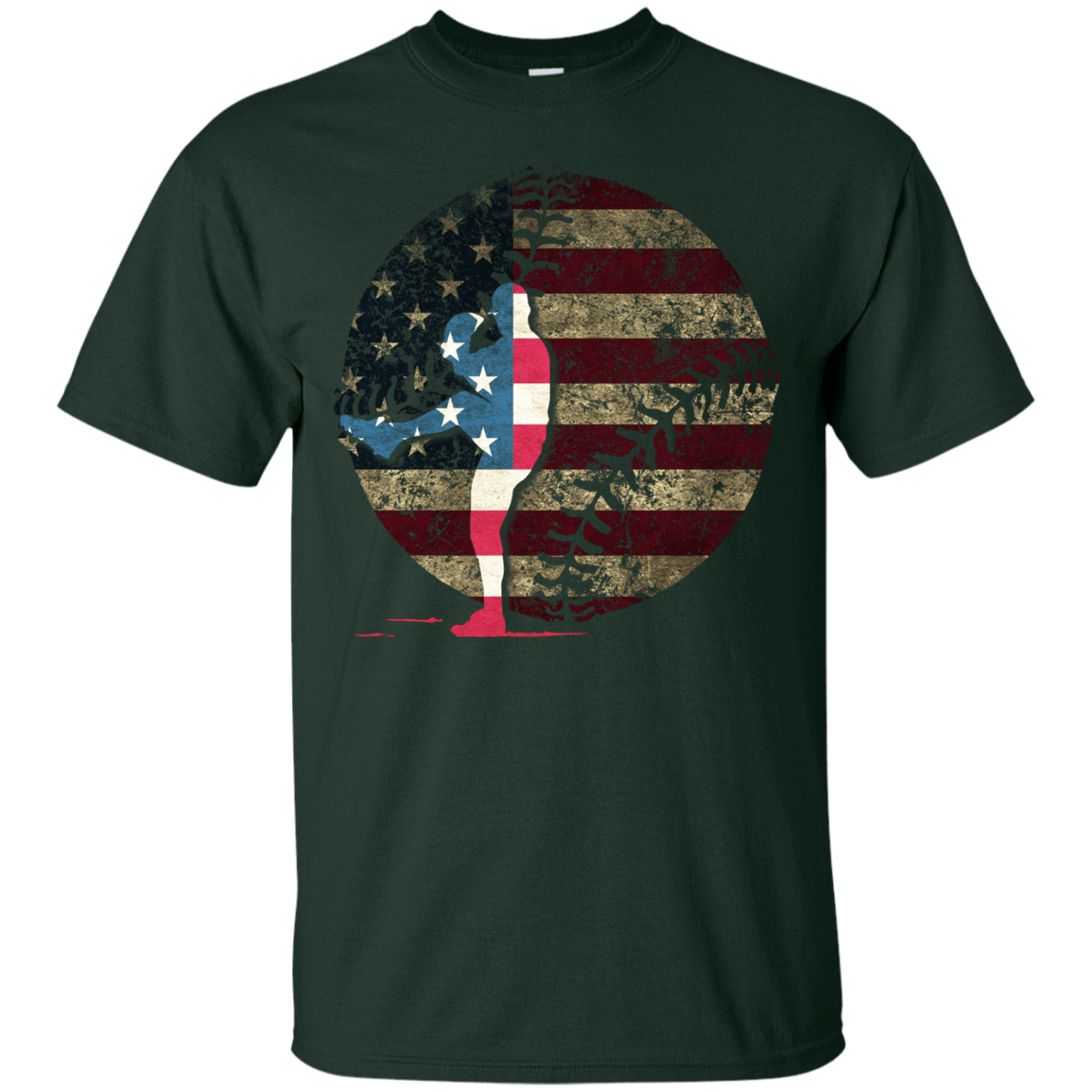 Pitcher Baseball America Flag T-Shirt & Hoodie | Teecentury.com