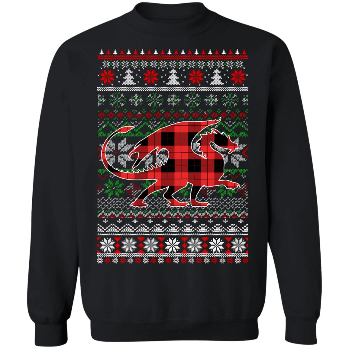 Dragon Red Plaid Ugly Christmas Sweater Funny Gifts T-Shirt & Sweatshirt | Teecentury.com