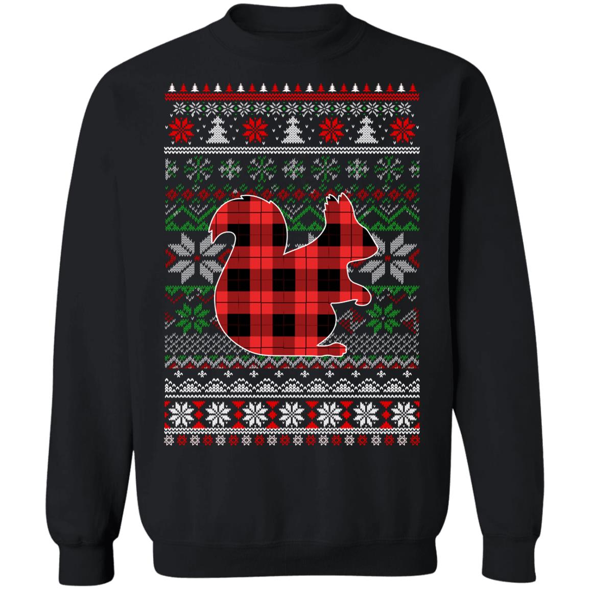 Squirrel Red Plaid Ugly Christmas Sweater Funny Gifts T-Shirt & Sweatshirt | Teecentury.com