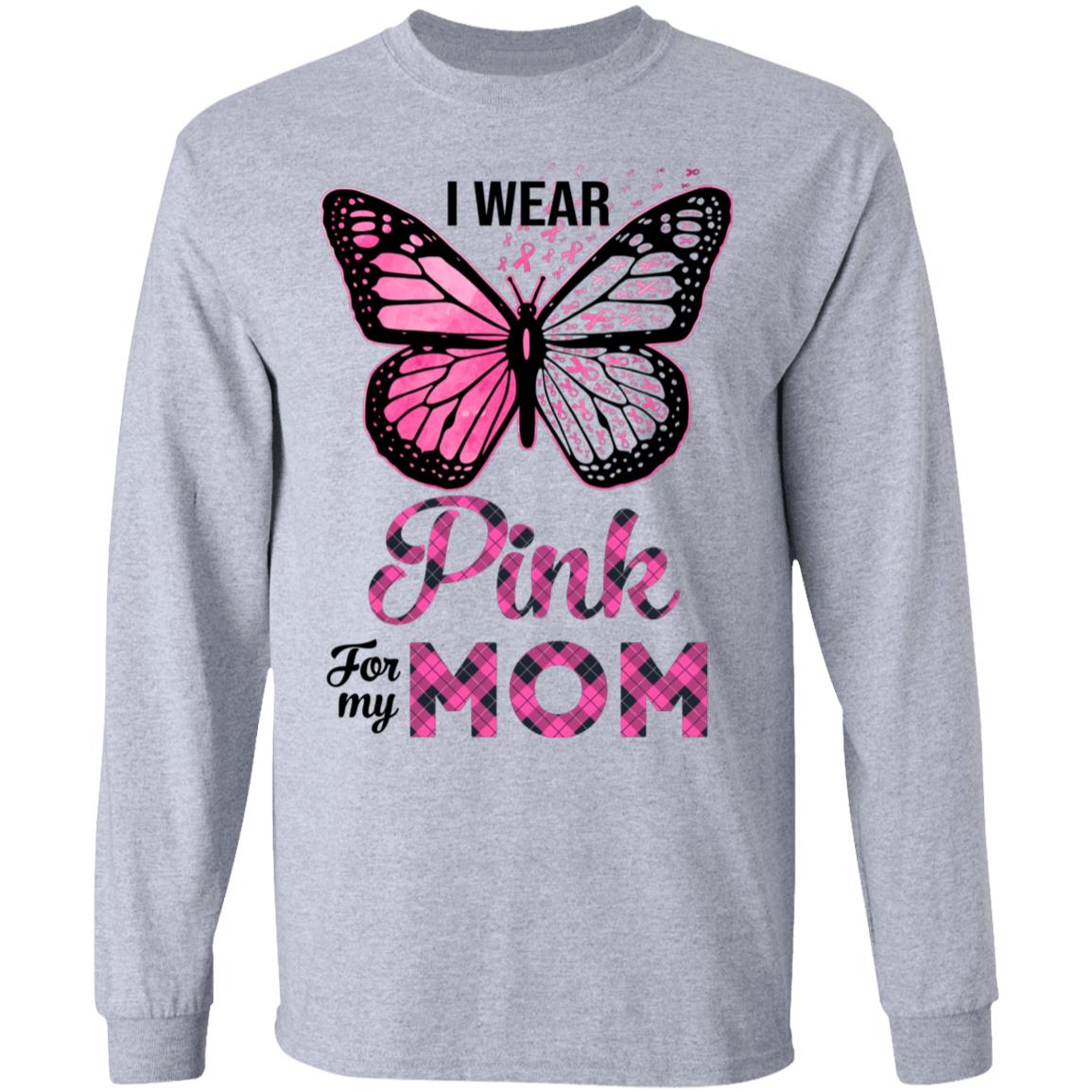 I Wear Pink For My Mom Butterfly Breast Cancer Awareness T-Shirt & Hoodie | Teecentury.com