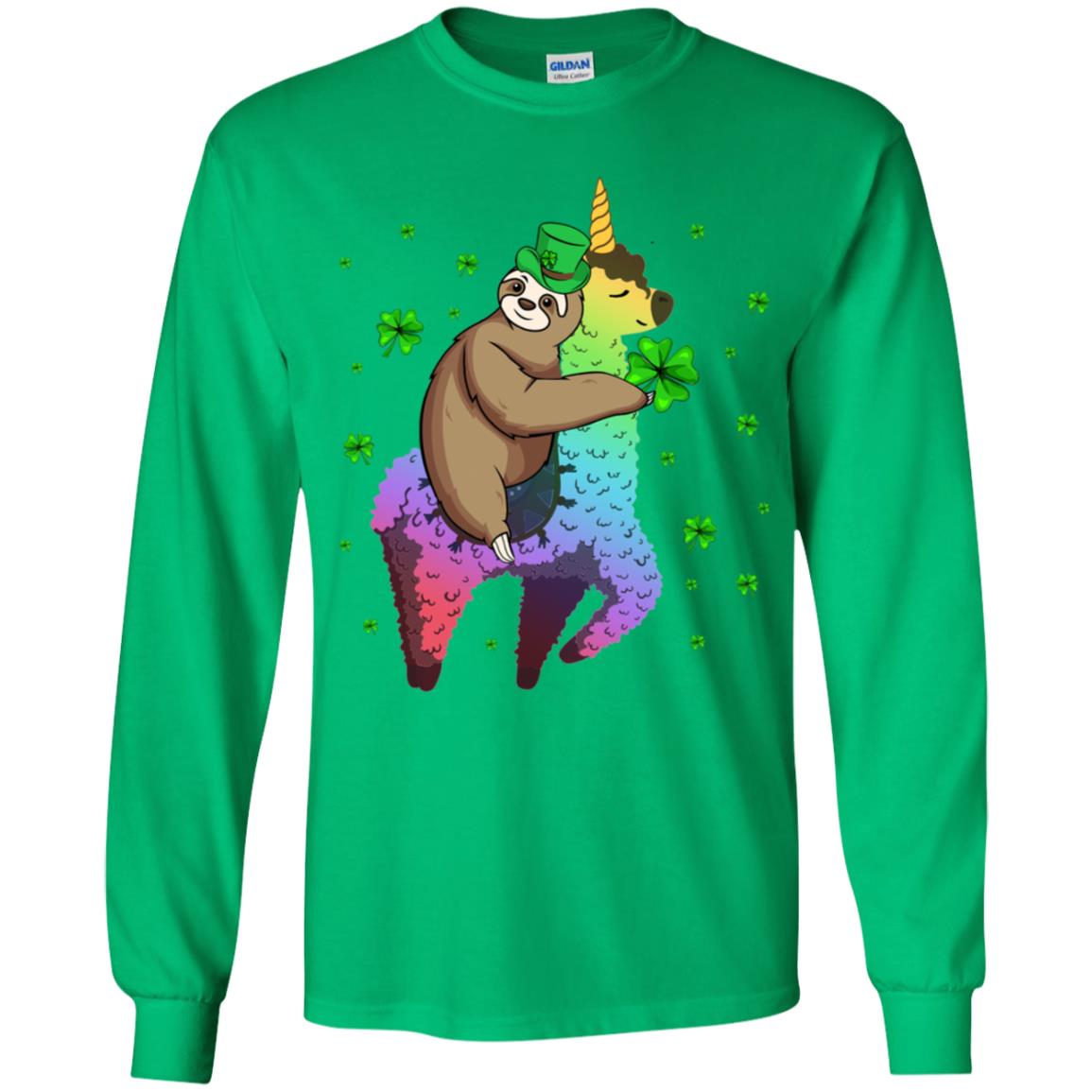 Leprechaun Sloth Riding Llama Unicorn St Patricks Day Youth Youth Shirt | Teecentury.com