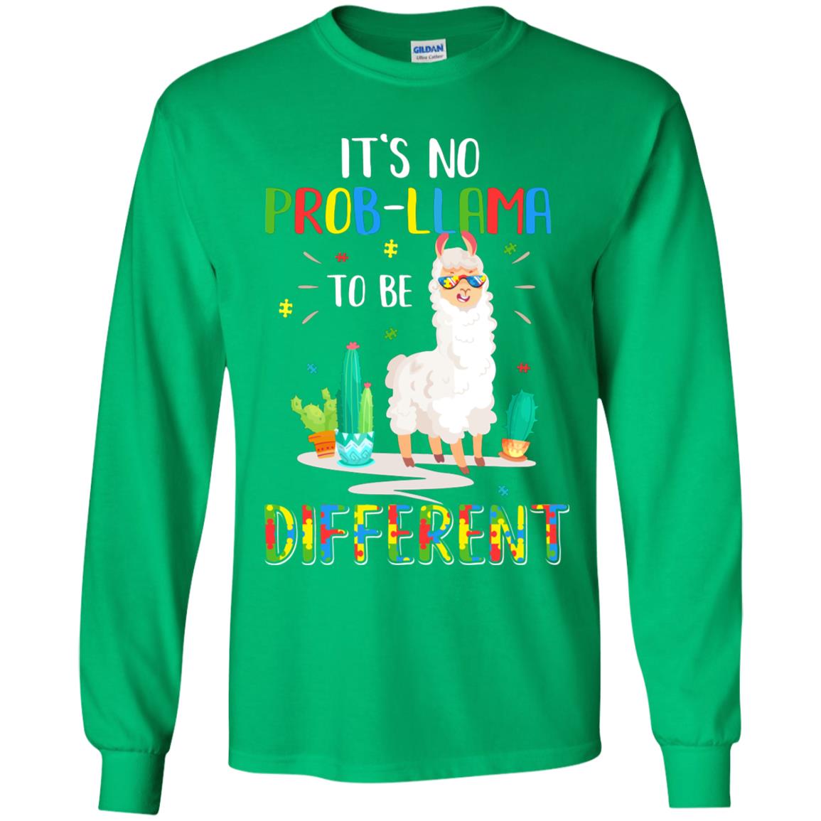 No Prob Llama To Be Different Llama Autism Awareness Gift Youth Youth Shirt | Teecentury.com