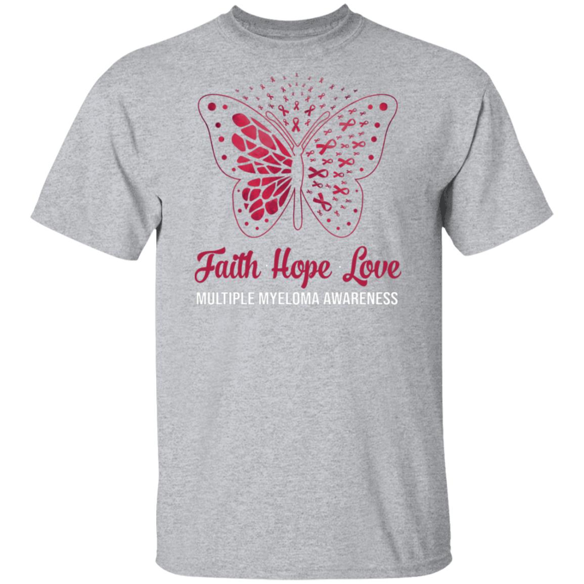 Faith Hope Love Butterfly Multiple Myeloma Awareness T-Shirt & Hoodie | Teecentury.com
