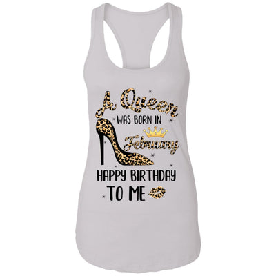 Born In February Girl Leopard High Heels Birthday Women Gift T-Shirt & Tank Top | Teecentury.com