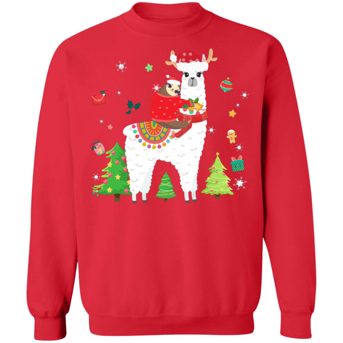 Santa Sloth Riding Llama Reindeer Christmas Gifts T-Shirt & Sweatshirt | Teecentury.com