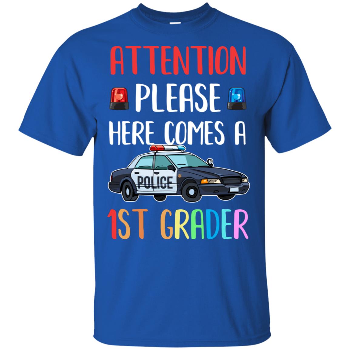 Kids First Day Of School 2022 1st Grade Police Attention Please Youth T-Shirt & Hoodie | Teecentury.com