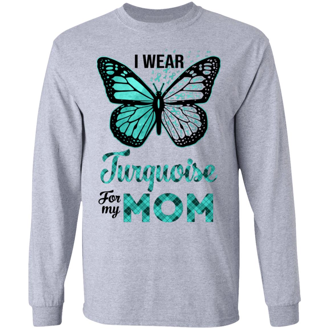 I Wear Turquoise For My Mom Butterfly Dysautonomia Awareness T-Shirt & Hoodie | Teecentury.com