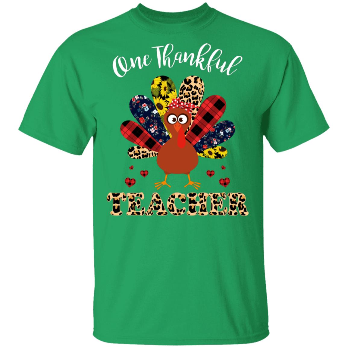 One Thankful Teacher Leopard Turkey Thanksgiving Gift T-Shirt & Sweatshirt | Teecentury.com