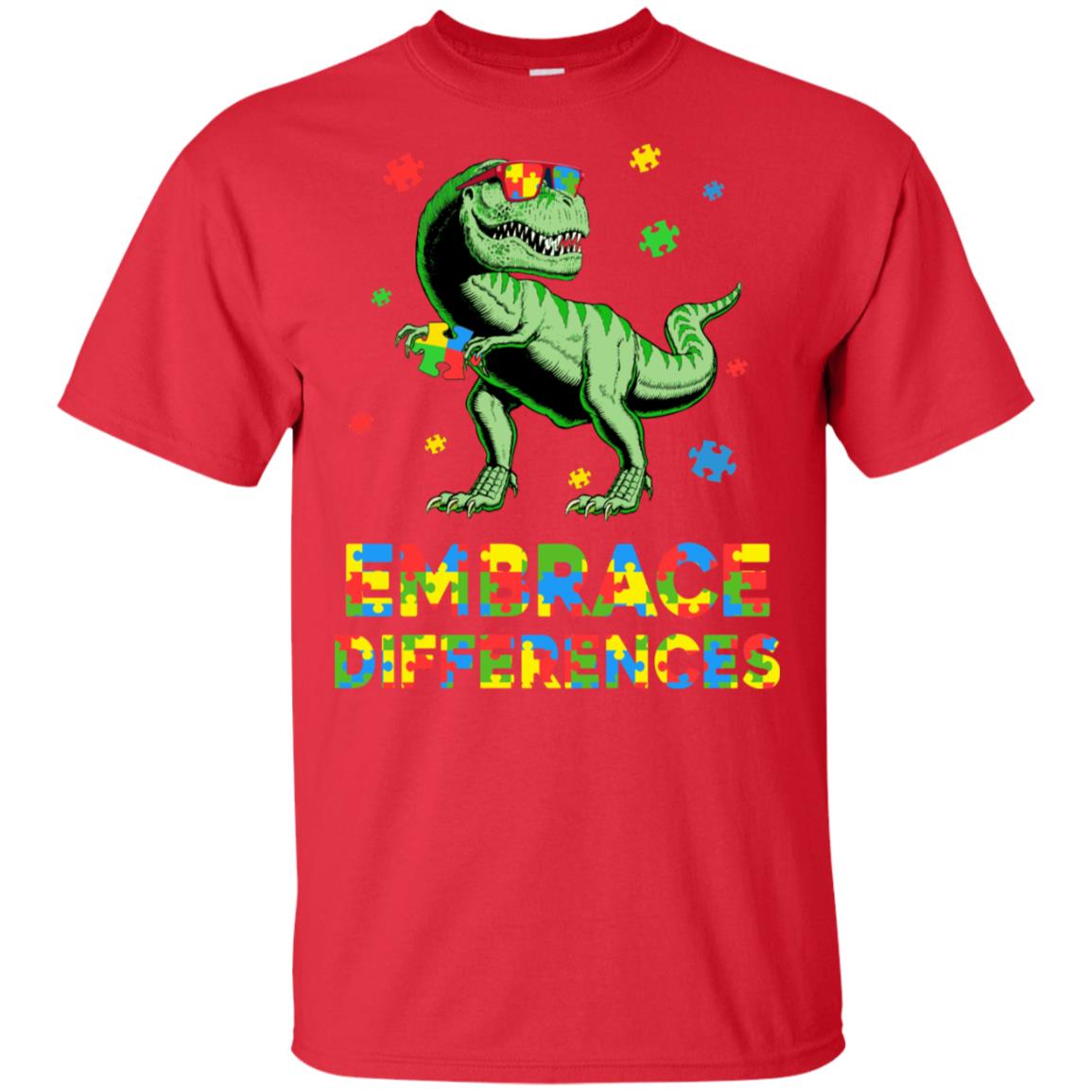 Dinosaur Puzzle Autism Awareness Embrace Differences T-Shirt & Hoodie | Teecentury.com