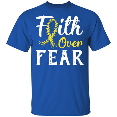 Childhood Cancer Awareness Gold Ribbon Faith Over Fear T-Shirt & Hoodie | Teecentury.com