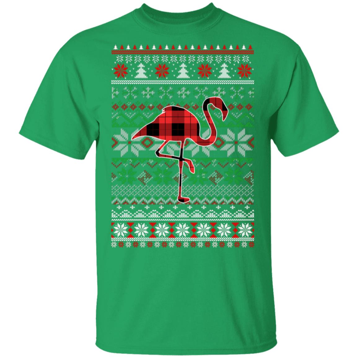 Flamingo Red Plaid Ugly Christmas Sweater Funny Gifts T-Shirt & Sweatshirt | Teecentury.com