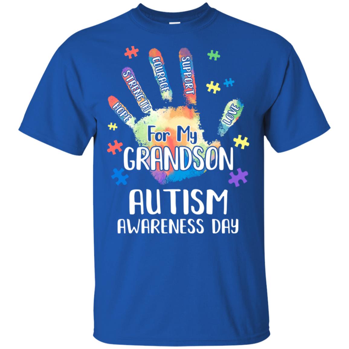Support Autism Awareness For My Grandson Puzzle Gift T-Shirt & Hoodie | Teecentury.com