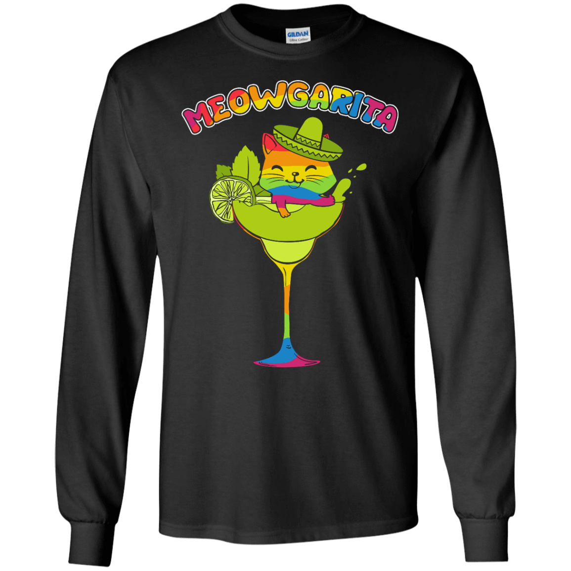 Rainbow Meowgarita Margarita Cat Lover T-Shirt & Hoodie | Teecentury.com