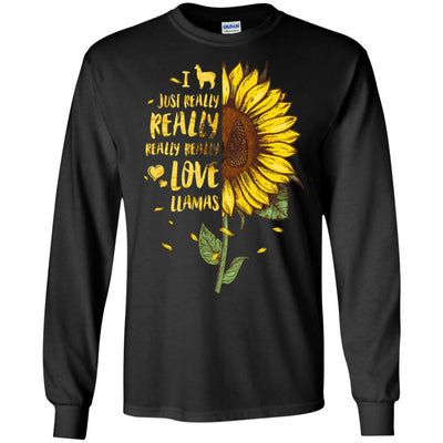 I Just Really Really Love Llamas Sunflower T-Shirt & Tank Top | Teecentury.com