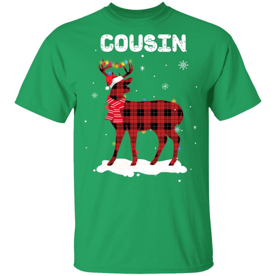 Cousin Deer Red Plaid Christmas Family Matching Pajamas T-Shirt & Sweatshirt | Teecentury.com