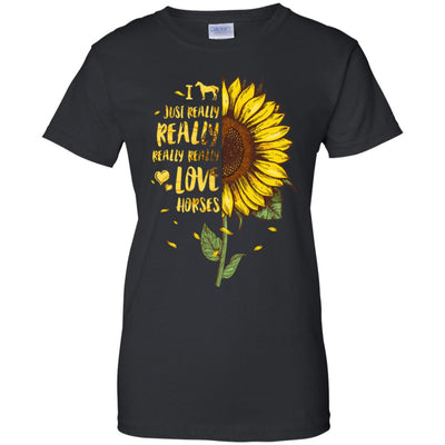 I Just Really Really Love Horses Sunflower T-Shirt & Tank Top | Teecentury.com