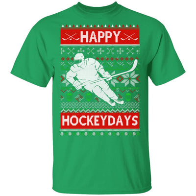 Happy Hockeydays Ice Hockey Christmas Ugly Xmas Pajamas T-Shirt & Sweatshirt | Teecentury.com