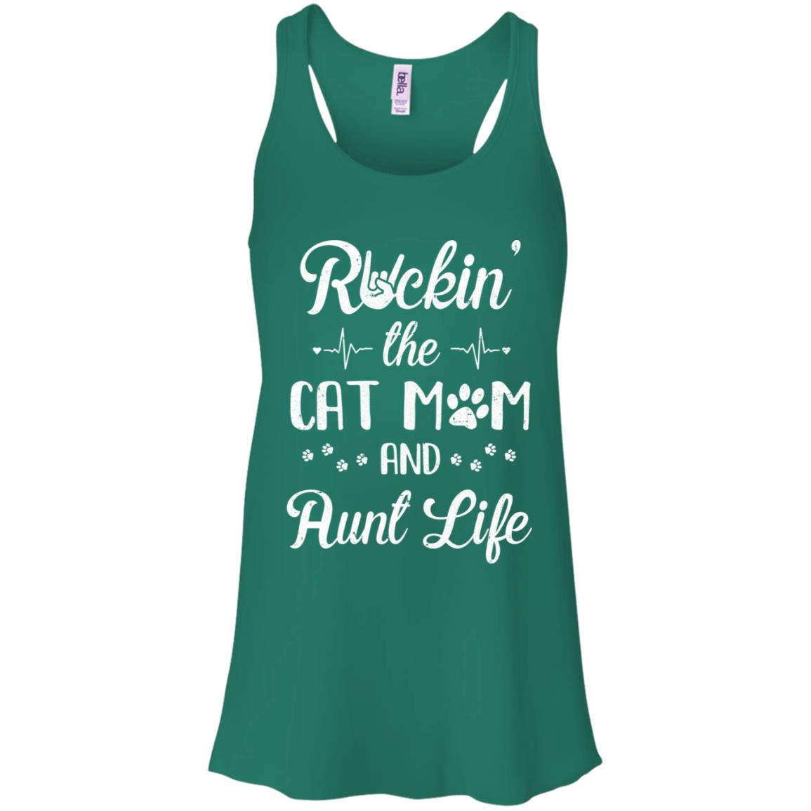 Rockin The Cat Mom Aunt Life Cat Lovers Mothers Day T-Shirt & Tank Top | Teecentury.com