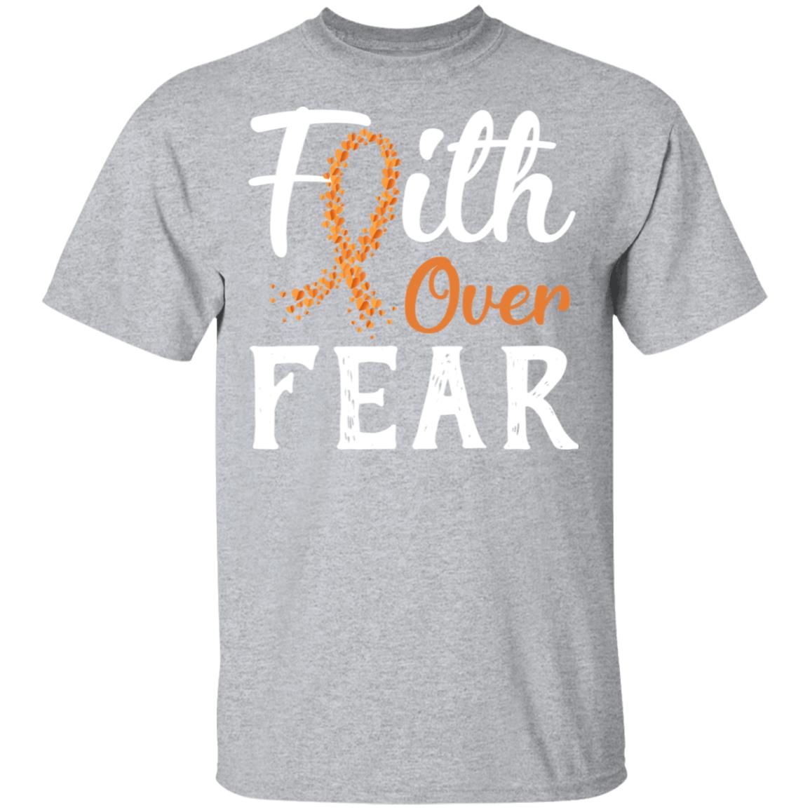MS Leukemia Awareness Orange Ribbon Faith Over Fear T-Shirt & Hoodie | Teecentury.com