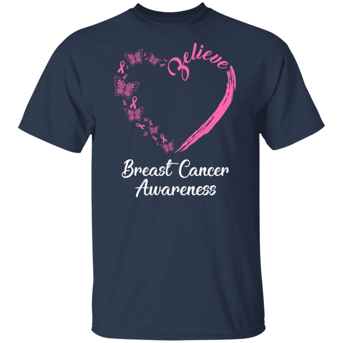 Butterfly Believe Breast Cancer Awareness Ribbon Gifts T-Shirt & Hoodie | Teecentury.com