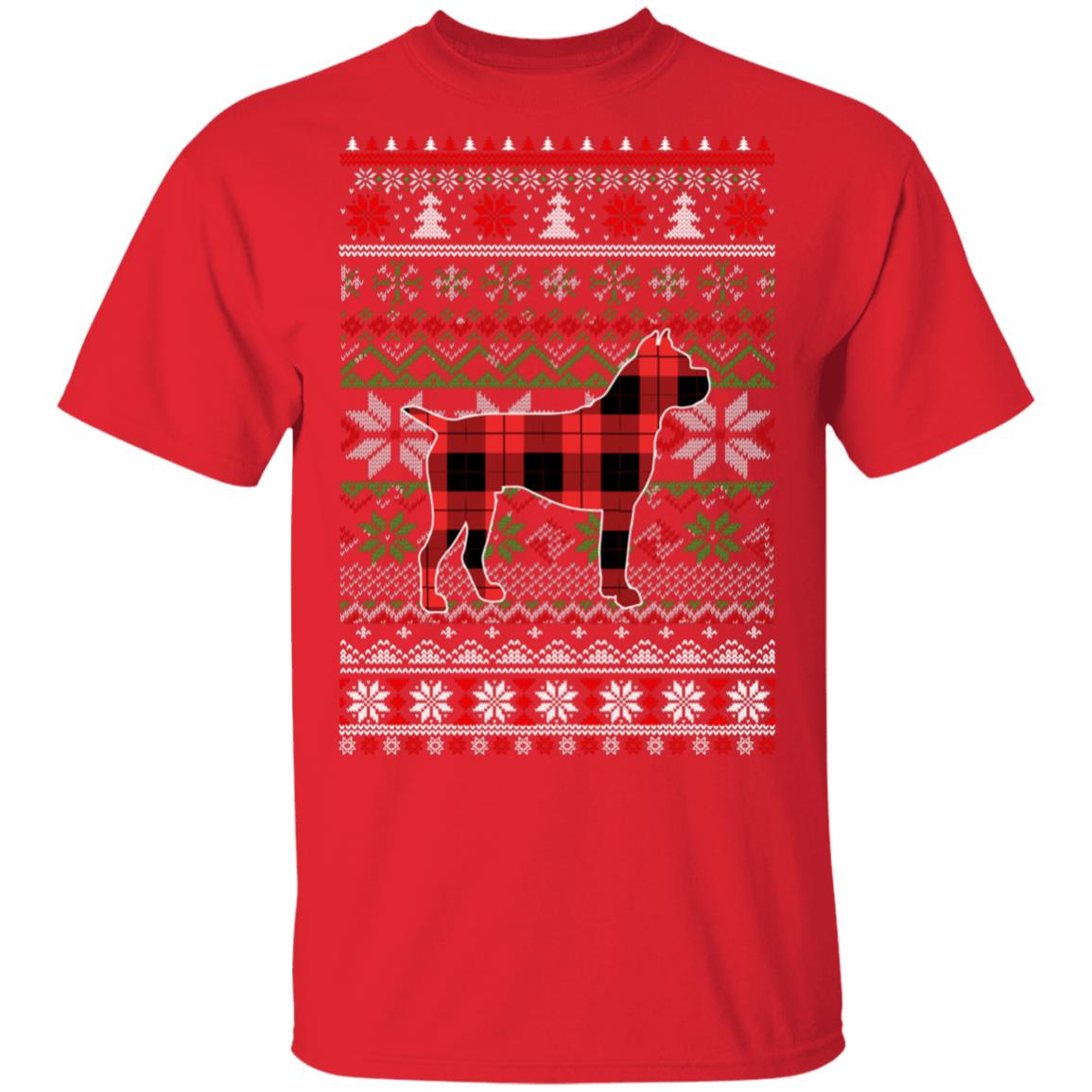 Boxer Red Plaid Ugly Christmas Sweater Funny Gifts T-Shirt & Sweatshirt | Teecentury.com