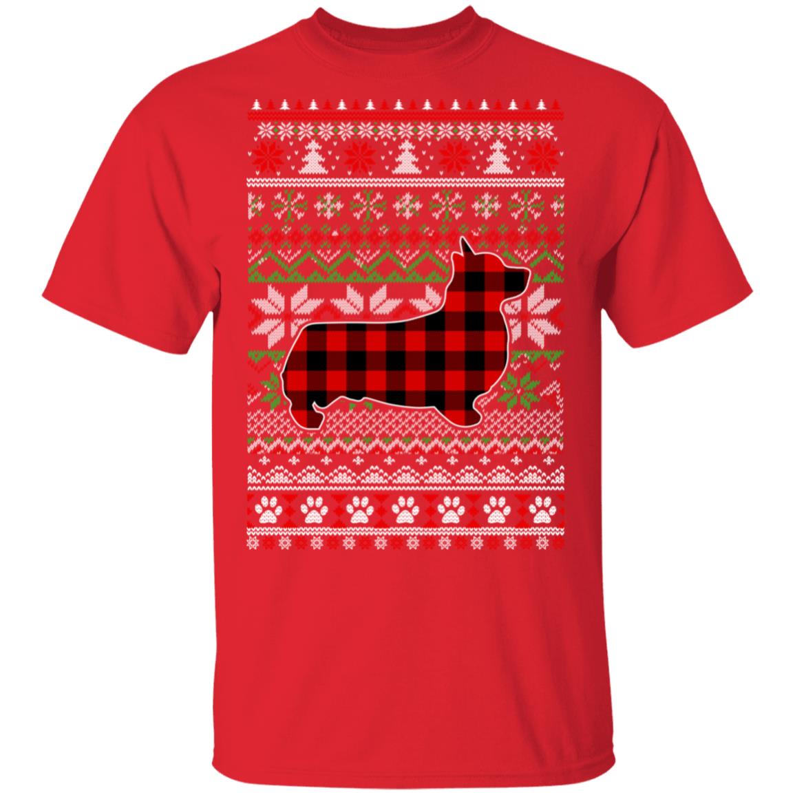 Corgi Red Plaid Ugly Christmas Sweater Gifts T-Shirt & Sweatshirt | Teecentury.com