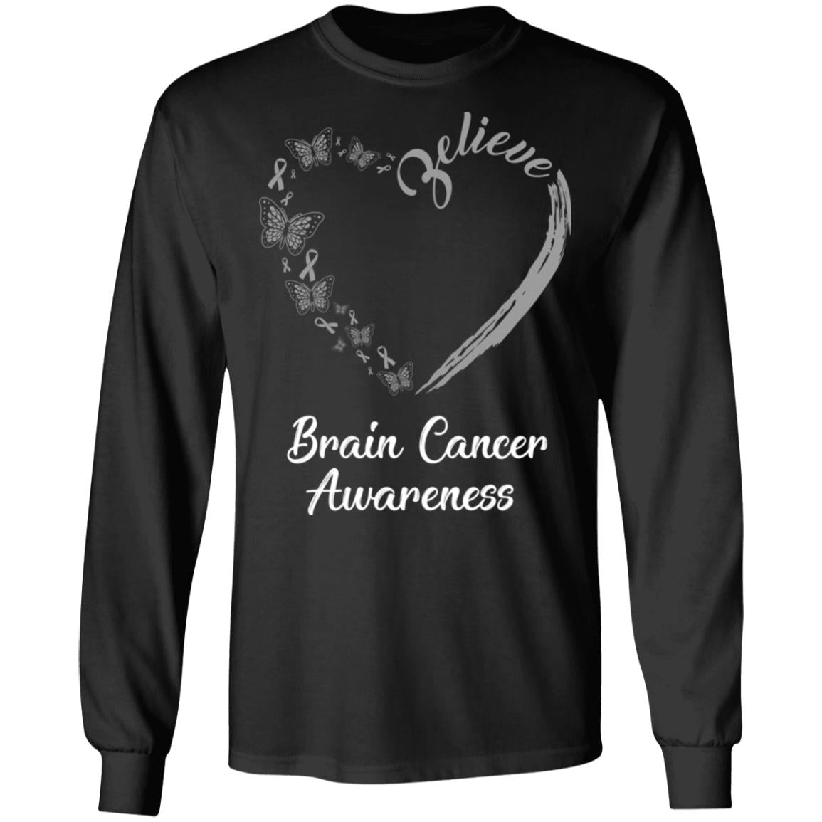 Butterfly Believe Brain Cancer Awareness Ribbon Gifts T-Shirt & Hoodie | Teecentury.com