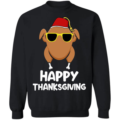 Turkey Head Happy Thanksgiving Glasses Red Hat Funny T-Shirt & Sweatshirt | Teecentury.com