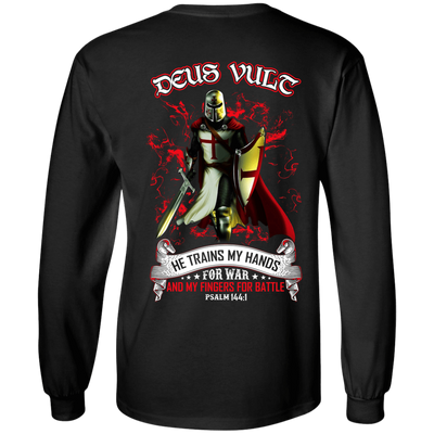 Knight Templar Deus Vult He Trains My Hands For War T-Shirt & Hoodie | Teecentury.com
