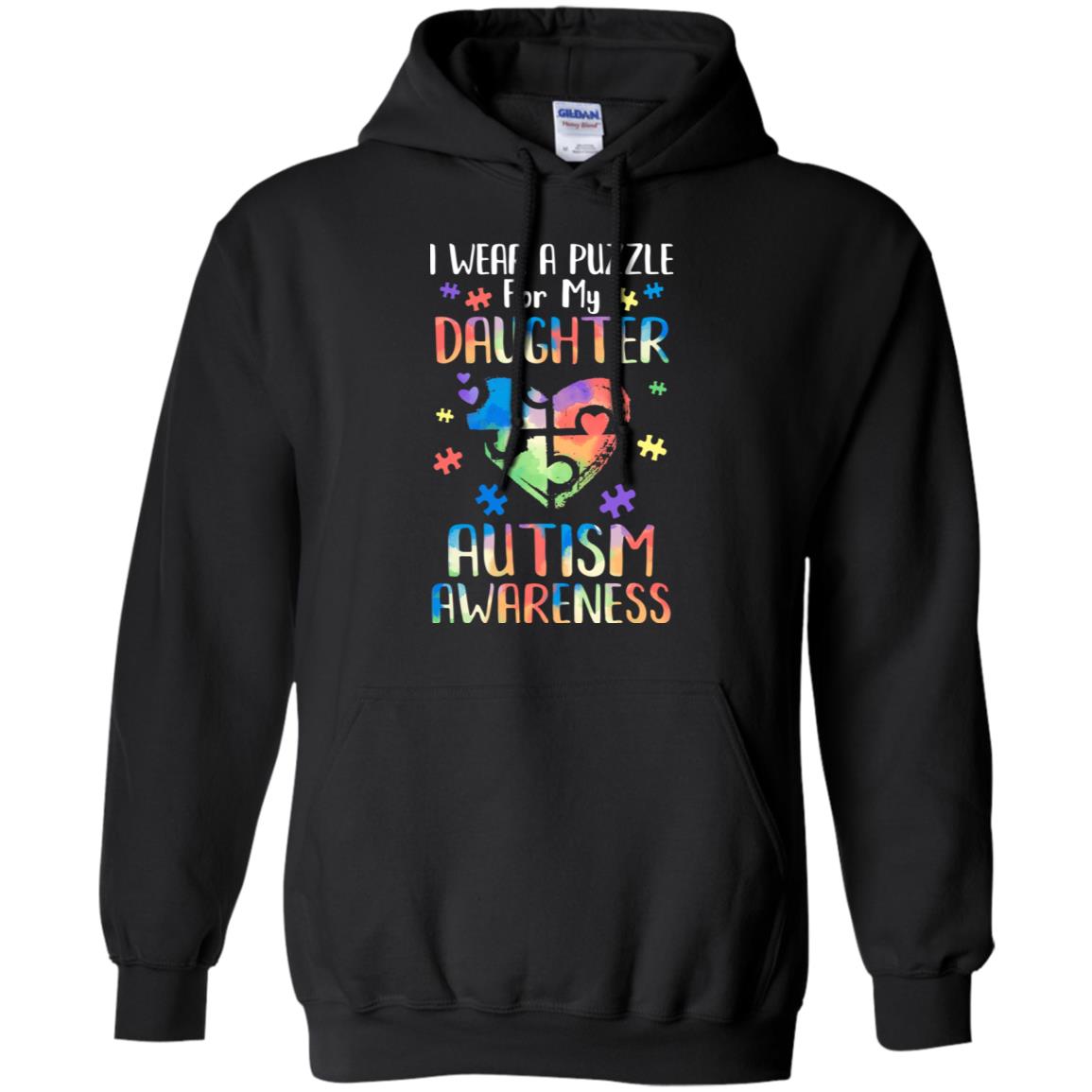 I Wear A Puzzle For My Daughter Autism Awareness T-Shirt & Hoodie | Teecentury.com