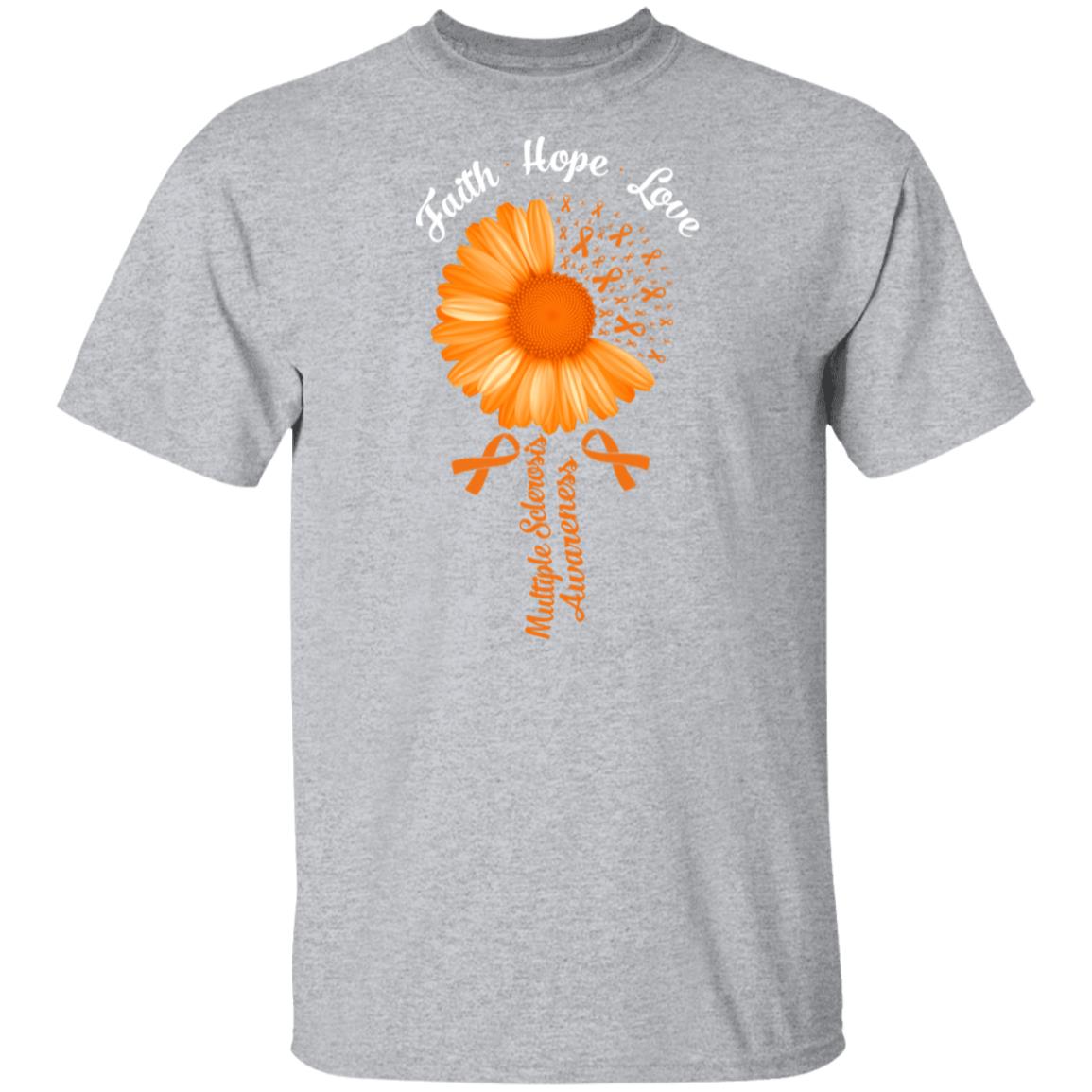 Faith Hope Love Orange Multiple Sclerosis Awareness T-Shirt & Hoodie | Teecentury.com